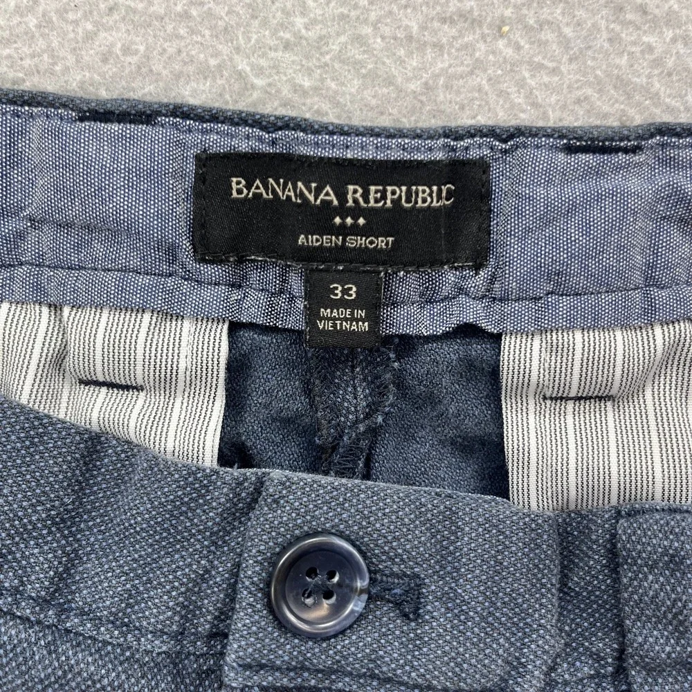 Banana Republic Shorts Mens 33 Blue Aiden Flat Front Chino Casual Summer Preppy